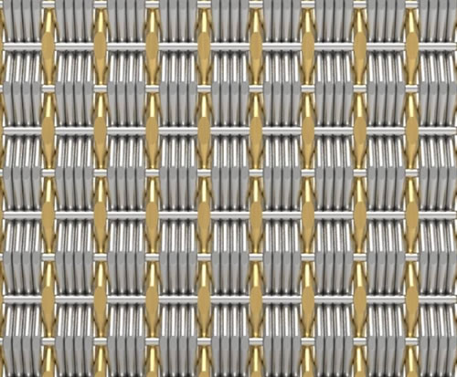 Elevator Siding Mesh with Side-by-Side Round Wires and Brass Accent
